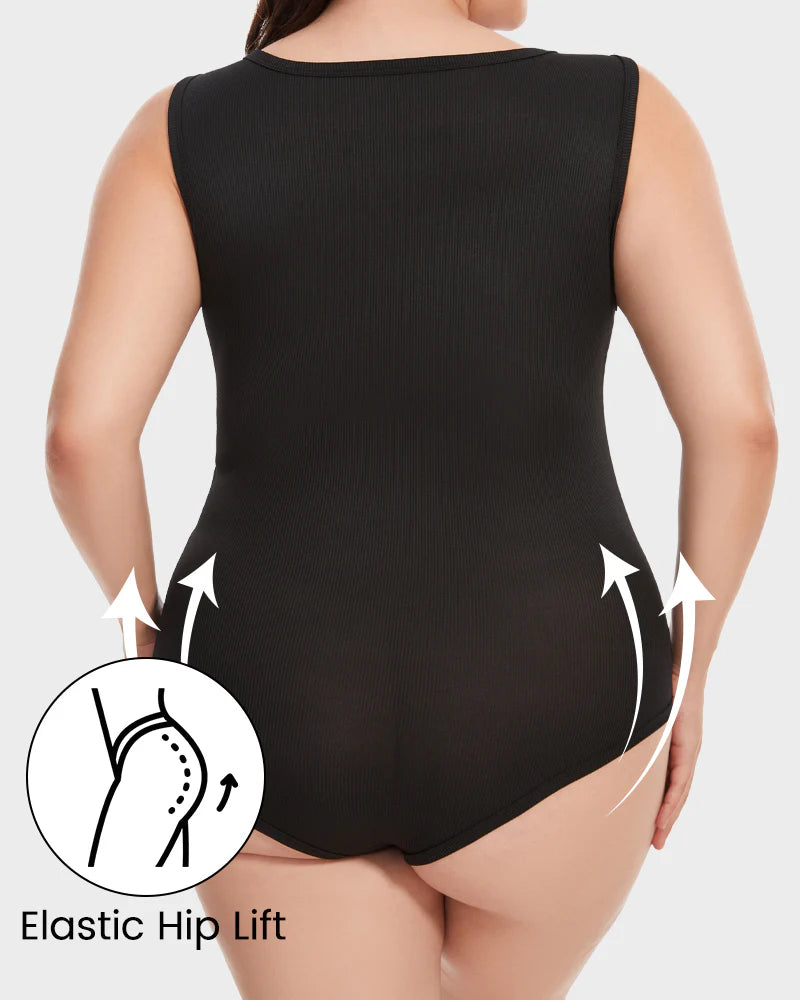 3 Piece Sexy Ribbed Strappy Bodysuit Tummy Control Set