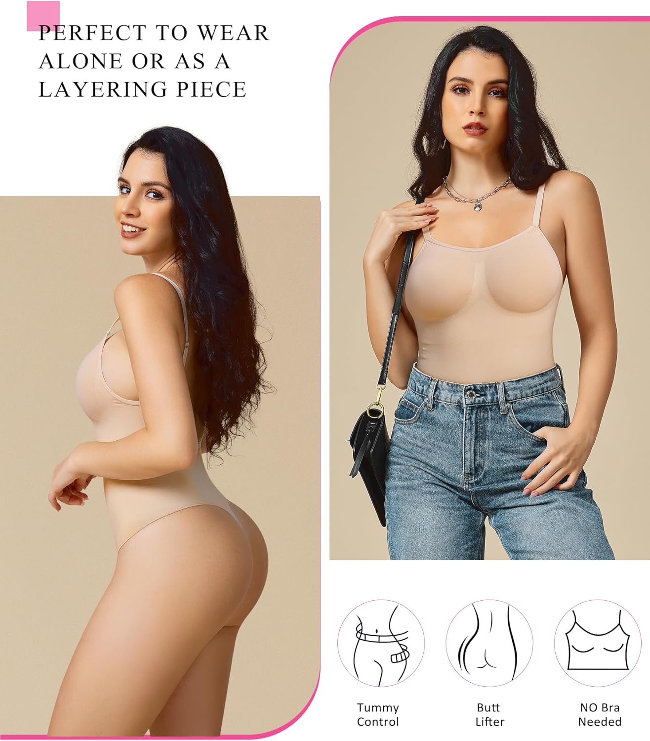 Backless Tummy control Thong Seamless Bodysuit