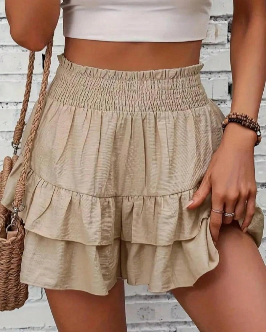 New Summer Casual Loose Ruffles High Waist Skirts Shorts