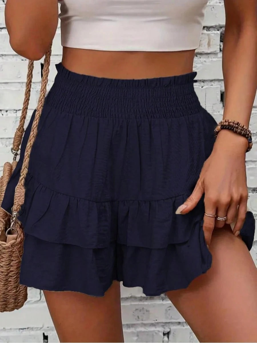 New Summer Casual Loose Ruffles High Waist Skirts Shorts