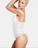 Deep-V Neck Lace Thong Bodysuit