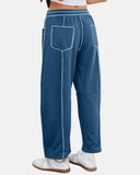 New Elevated Barrel Drawstring Wide Leg Sweatpants with Pockets