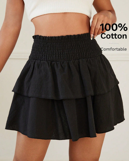 New Summer Casual Loose Ruffles High Waist Skirts Shorts