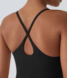 Athletic Golf Workout Dress with Built-in Shorts and Bra, Adjustable Straps & Pockets