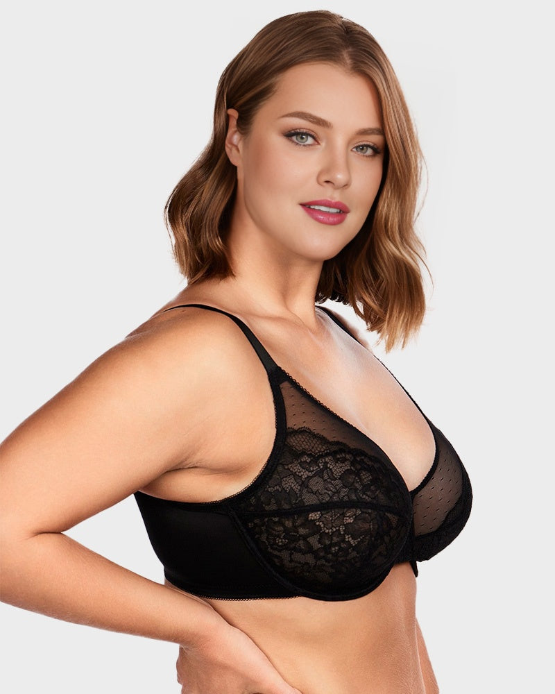 Full Coverage Lifting Floral Lace Minimizer Bra