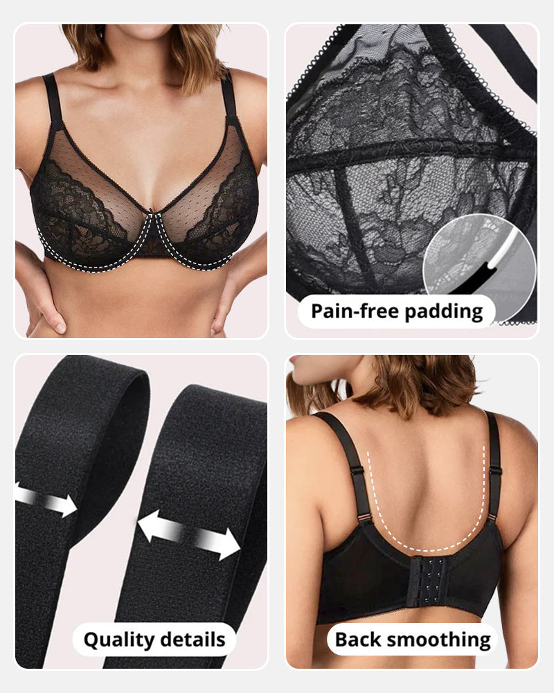 Full Coverage Lifting Floral Lace Minimizer Bra