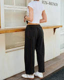 New Elevated Barrel Drawstring Wide Leg Sweatpants with Pockets