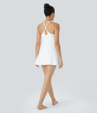 Athletic Golf Workout Dress with Built-in Shorts and Bra, Adjustable Straps & Pockets
