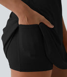 Athletic Golf Workout Dress with Built-in Shorts and Bra, Adjustable Straps & Pockets