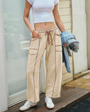 New Elevated Barrel Drawstring Wide Leg Sweatpants with Pockets