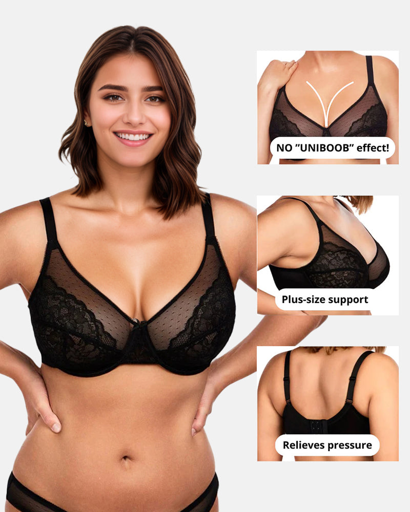 Full Coverage Lifting Floral Lace Minimizer Bra