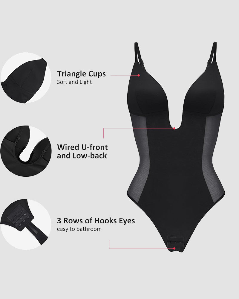 Women's Low Back Tummy Control U Plunge Shapewear