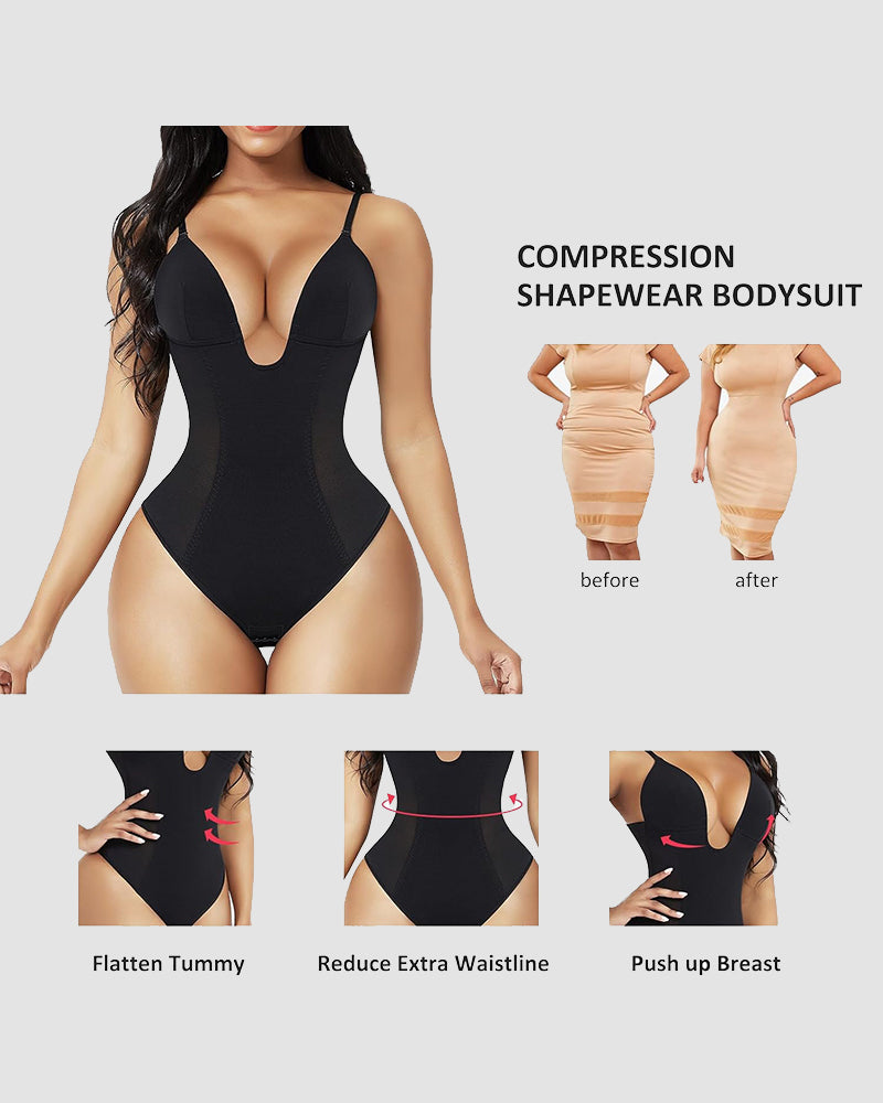 Women's Low Back Tummy Control U Plunge Shapewear