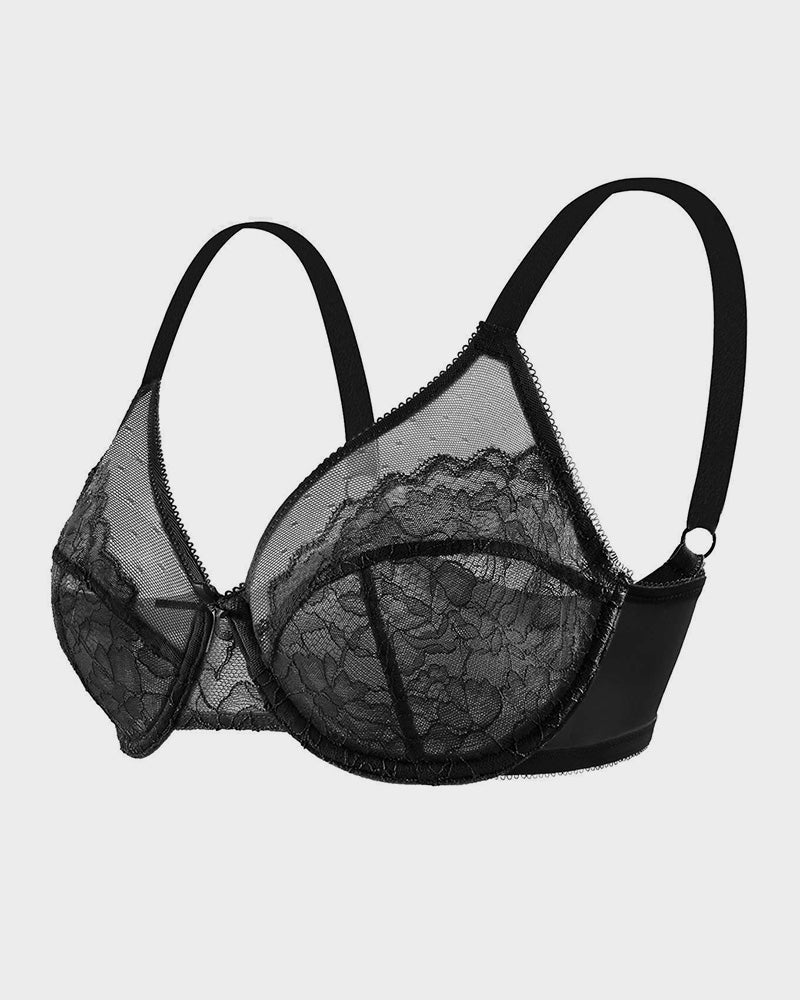 Full Coverage Lifting Floral Lace Minimizer Bra