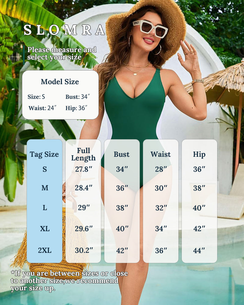 Illusion Waist-Cinching Deep V Color Block Swimsuit