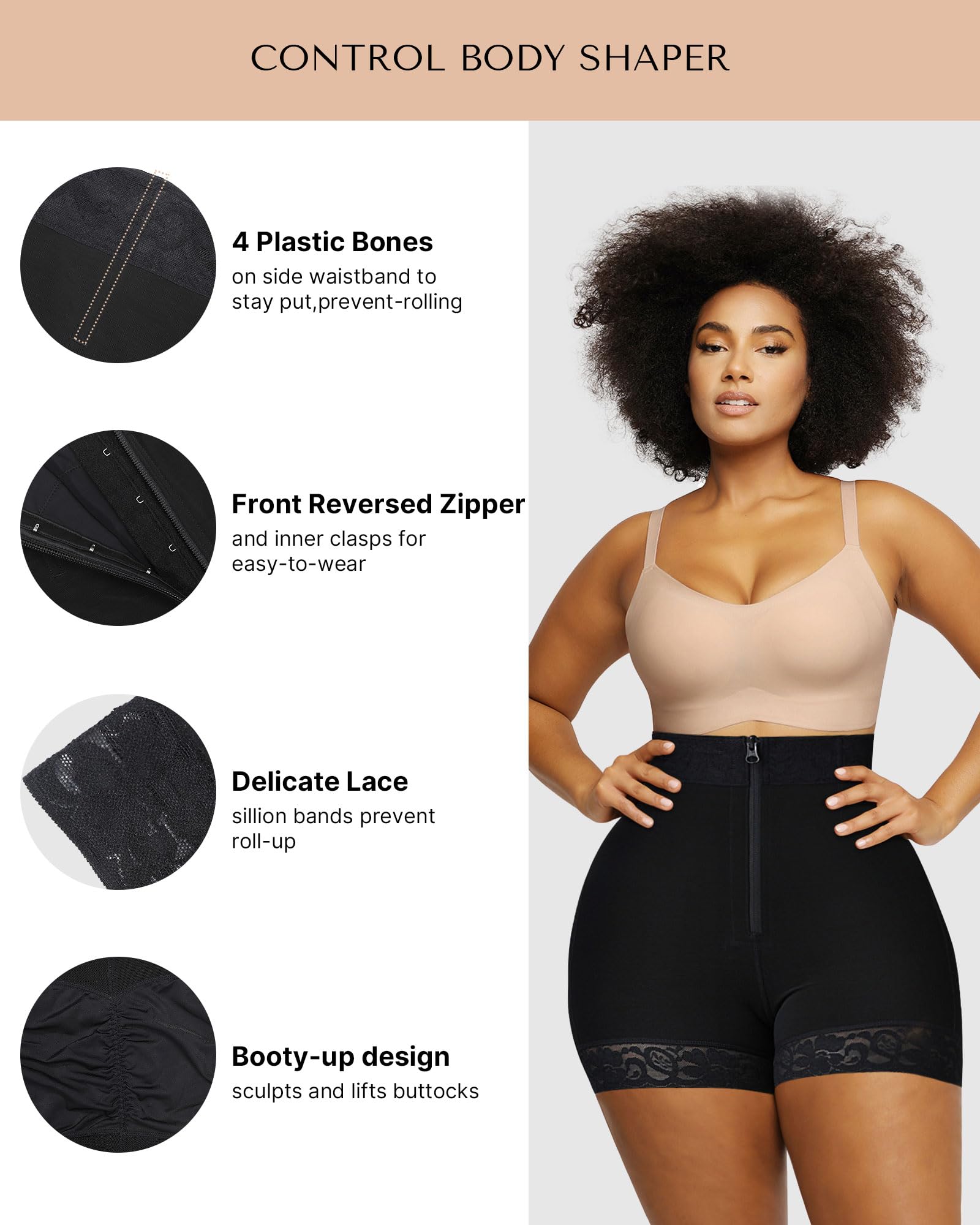 Waist Cincher With Hook Zipper Closure Body Shaper Wear