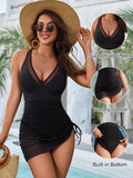 Tummy Control Swimsuits Slimming Mesh Sheer Sarong Wraps Bathing Suit