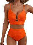 U-Wire Cutout Swimsuit High Waisted Textured