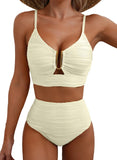 U-Wire Cutout Swimsuit High Waisted Textured