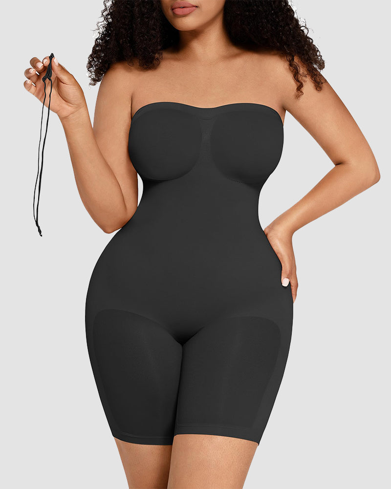 Strapless Tummy Control Seamless Bodysuit with Removable Straps