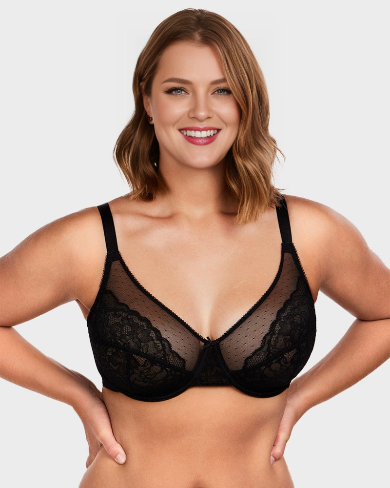 Full Coverage Lifting Floral Lace Minimizer Bra
