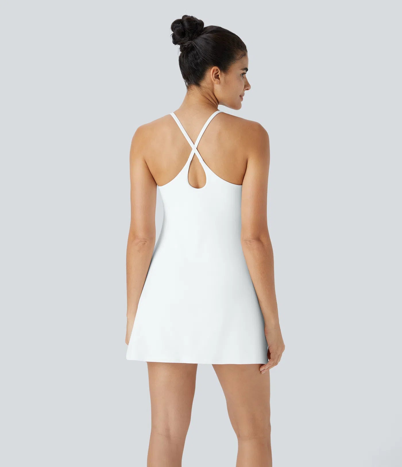 Athletic Golf Workout Dress with Built-in Shorts and Bra, Adjustable Straps & Pockets