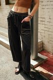 New Elevated Barrel Drawstring Wide Leg Sweatpants with Pockets