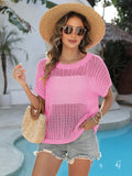 2025 Fashion Hollow Out Scoop Neck Pullover Knit Tops