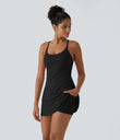 Athletic Golf Workout Dress with Built-in Shorts and Bra, Adjustable Straps & Pockets