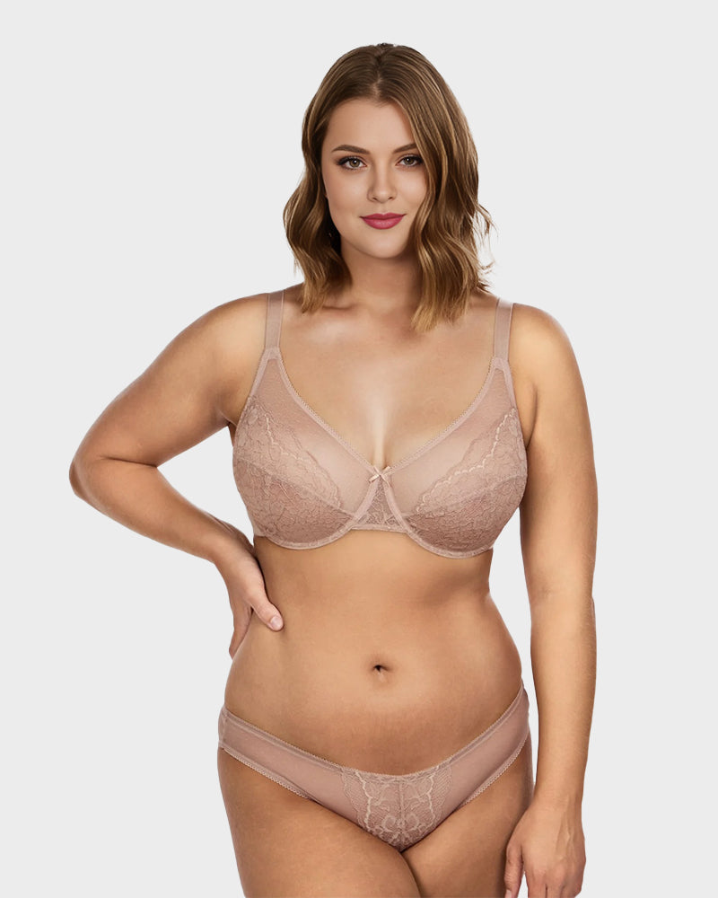 Full Coverage Lifting Floral Lace Minimizer Bra