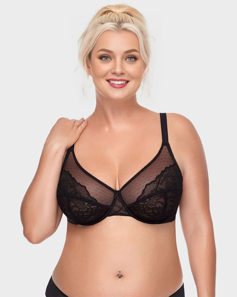 Full Coverage Lifting Floral Lace Minimizer Bra