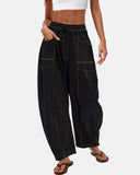New Elevated Barrel Drawstring Wide Leg Sweatpants with Pockets