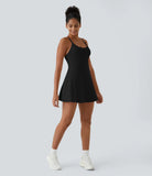 Athletic Golf Workout Dress with Built-in Shorts and Bra, Adjustable Straps & Pockets