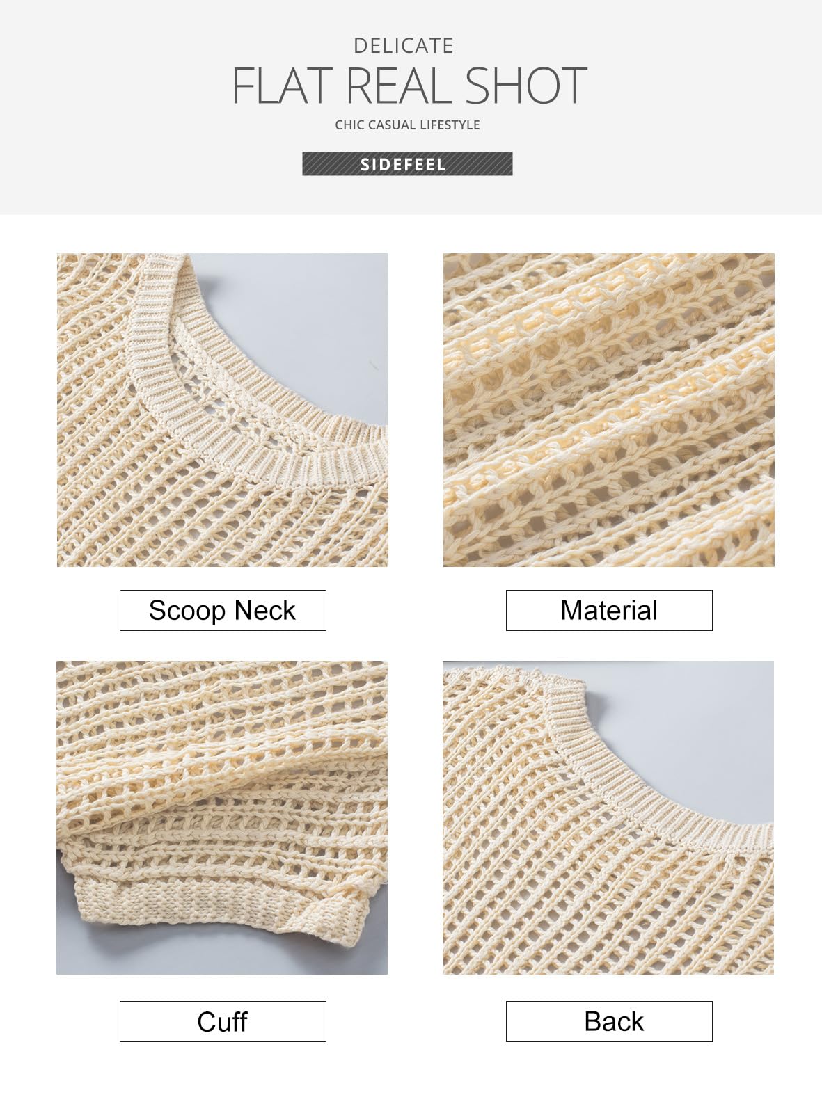 2025 Fashion Hollow Out Scoop Neck Pullover Knit Tops