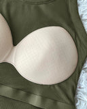 Round Neck Ribbed Tank Top with Built in Bra