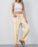 New Elevated Barrel Drawstring Wide Leg Sweatpants with Pockets