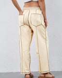New Elevated Barrel Drawstring Wide Leg Sweatpants with Pockets