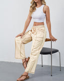 New Elevated Barrel Drawstring Wide Leg Sweatpants with Pockets