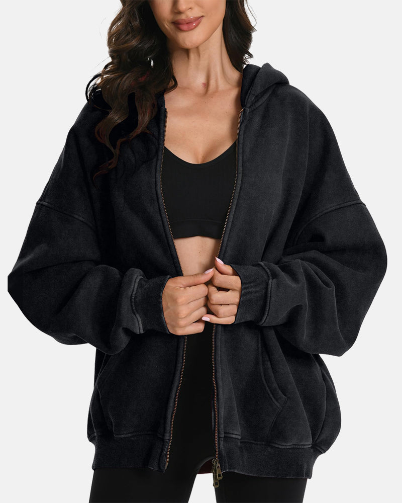 The Cloud Unisex Acid-Wash Zip-Up Hoodie