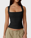 Snatched Square Neck Double-Layer Tank Tops (Buy 1 Get 1 Free)