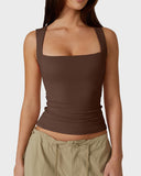 Snatched Square Neck Double-Layer Tank Tops (Buy 1 Get 1 Free)