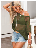 2025 Fashion Hollow Out Scoop Neck Pullover Knit Tops