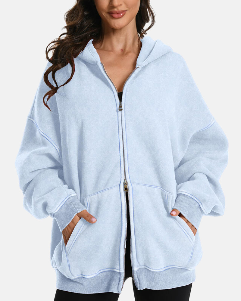 The Cloud Unisex Acid-Wash Zip-Up Hoodie