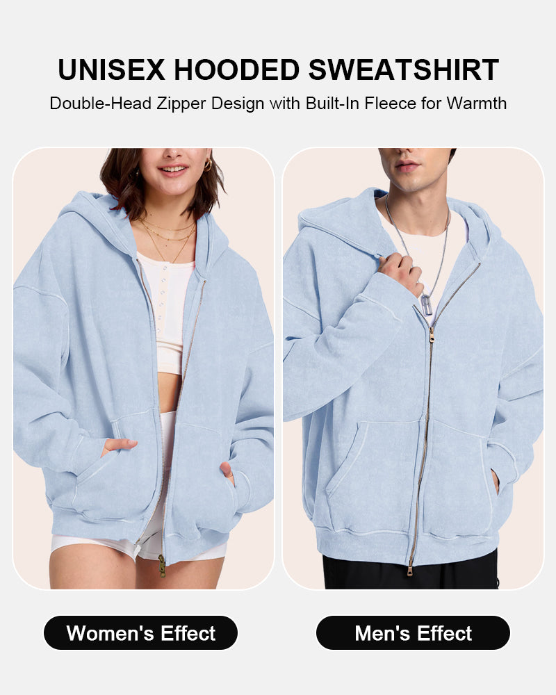 The Cloud Unisex Acid-Wash Zip-Up Hoodie