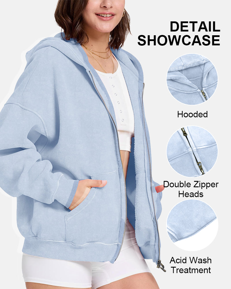 The Cloud Unisex Acid-Wash Zip-Up Hoodie
