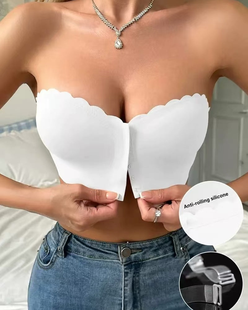 Strapless Front-Closure Bandeau Bra-Get Free Shoulder Straps with Purchase