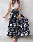 Floral Print High Waist Shirred Wide Leg Pants