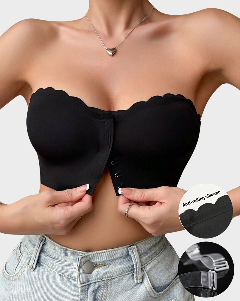 Strapless Front-Closure Bandeau Bra-Get Free Shoulder Straps with Purchase