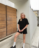 Women Summer Ribbed Knit Tracksuit Lounge Shorts Two Piece Set