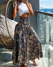Floral Print High Waist Shirred Wide Leg Pants